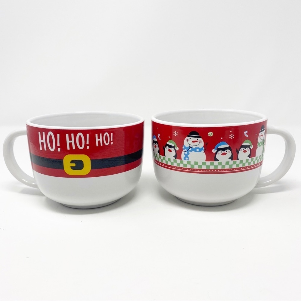 Christmas Santa Snowmen Holiday Mugs Soup Cups
